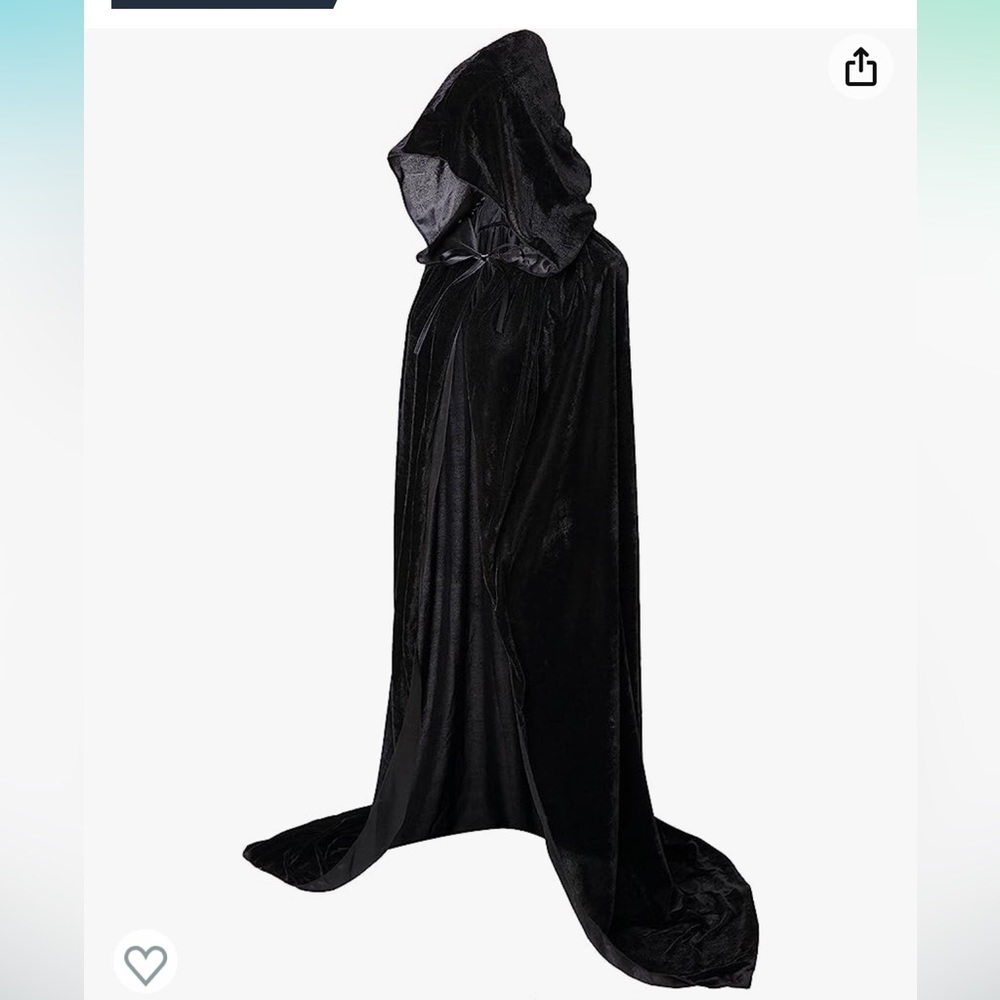 Black, velvet, full length cloak